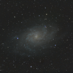 M33, Triangulum Galaxy, 65 x 180 sec exposures. Stacked and processed with Siril.