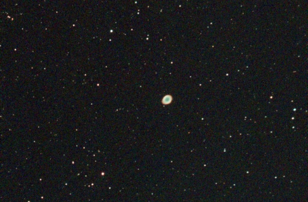 Messier 57, the Ring Nebula, SeeStar live stack of 60 x 10 seconds. 06/17/2024