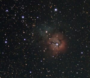 Messier 20, M20, the Trifid Nebula, SeeStar 90 x 10 seconds on 06/18/2024