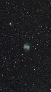 Messier 27, The Dumbbell Nebula, 7 minutes SeeStar EAA 08/24/2024