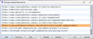 PixInsight - Manage Repositories