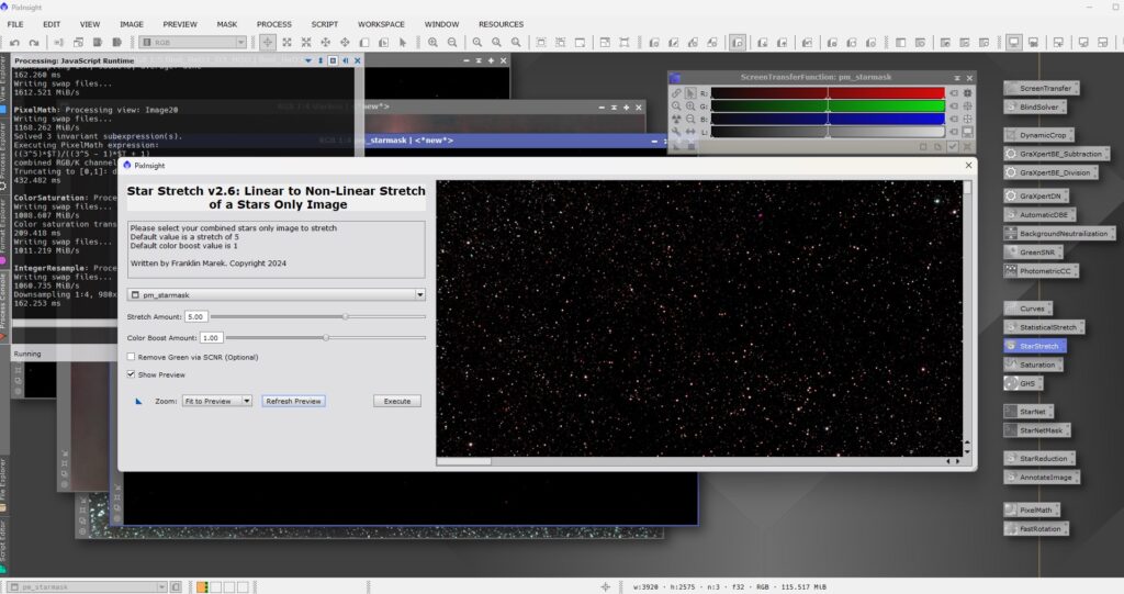 PixInsight Beginner Workflow - SetiAstro Star Stretch on Star Only Image.