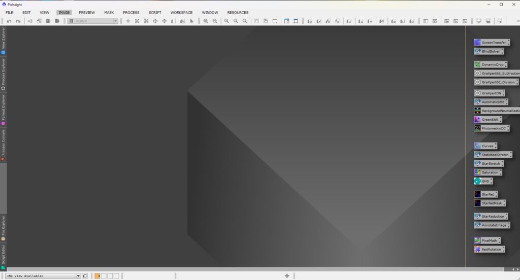 PixInsight Workspace with Process and Script Instances