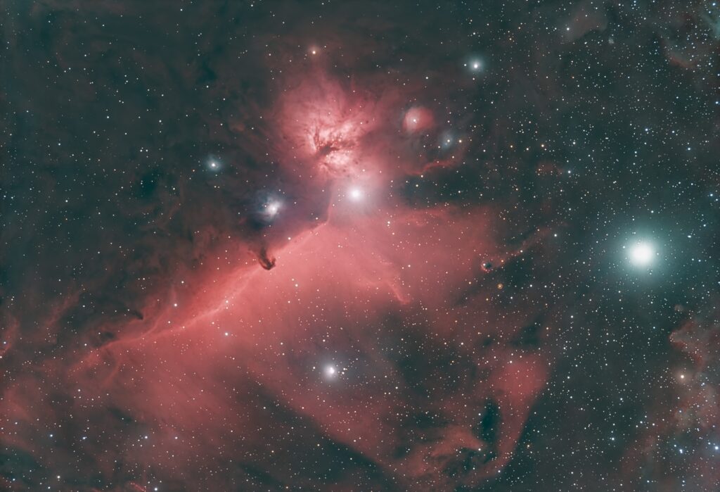 Horsehead Nebula, IC 434, the Flame Nebula, NGC 2024 - 121 x 180 seconds - 01/04/2025