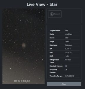 SeeStar Alp M 1 Live View